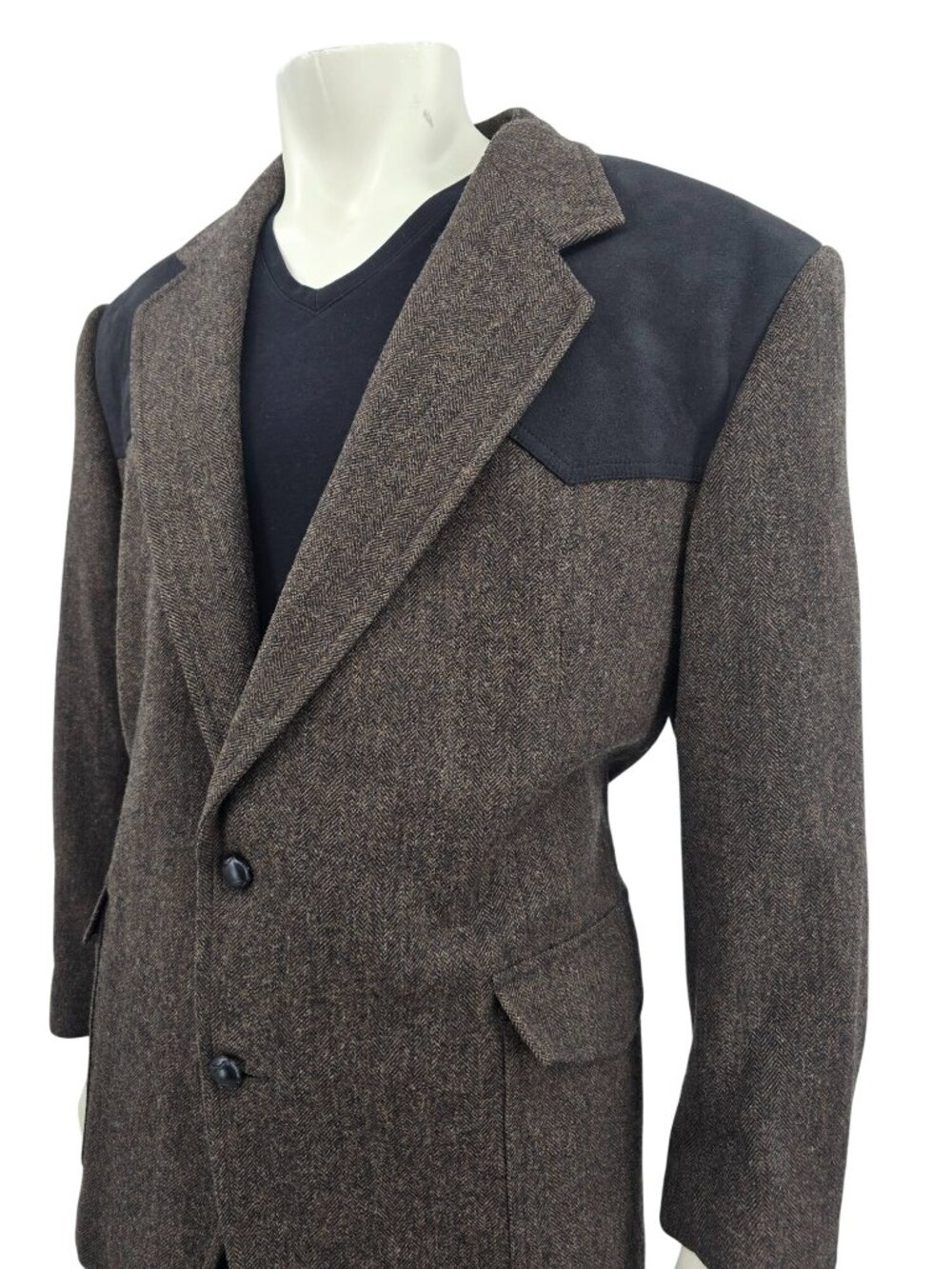 Pendleton Vintage Mens Wool Brown Herringbone Western Blazer Size 48